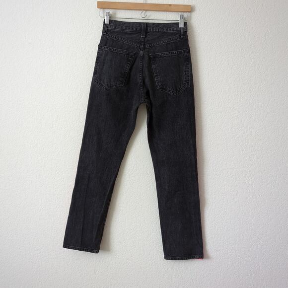 rag & bone Women's Jeans Size 23 Black Red Vinyl Side Striped High Waist Pants - Picture 6 of 12